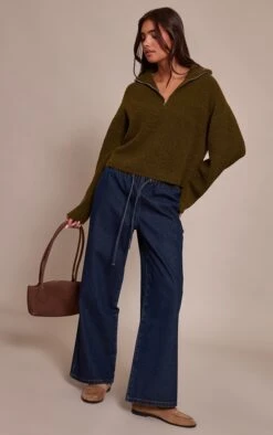 Khaki Half Zip Soft Knit Sweater -Pretty Little Thing Shop 7ddf57900e77f937bc5596c96206359faf901701 CNN9627 3 khaki half zip soft knit jumper