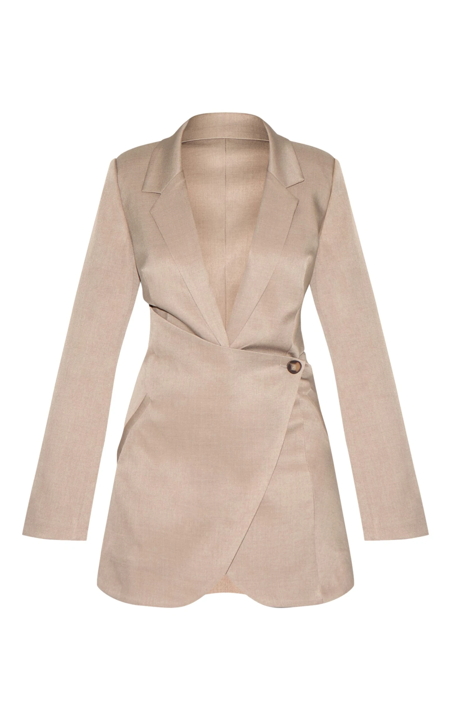 Prettylittlething Taupe Woven Wrap Skirt Blazer Dress 5 Prettylittlething Taupe Woven Wrap Skirt Blazer Dress - Image 5