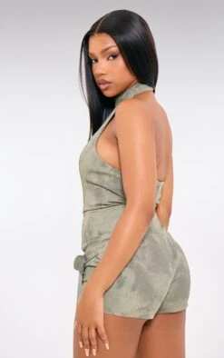Khaki Washed Twill High Neck Wrap Detail Skort Romper -Pretty Little Thing Shop 7e48099ec0be47194326e0f2566b2057cc72d443 cnk0284 2