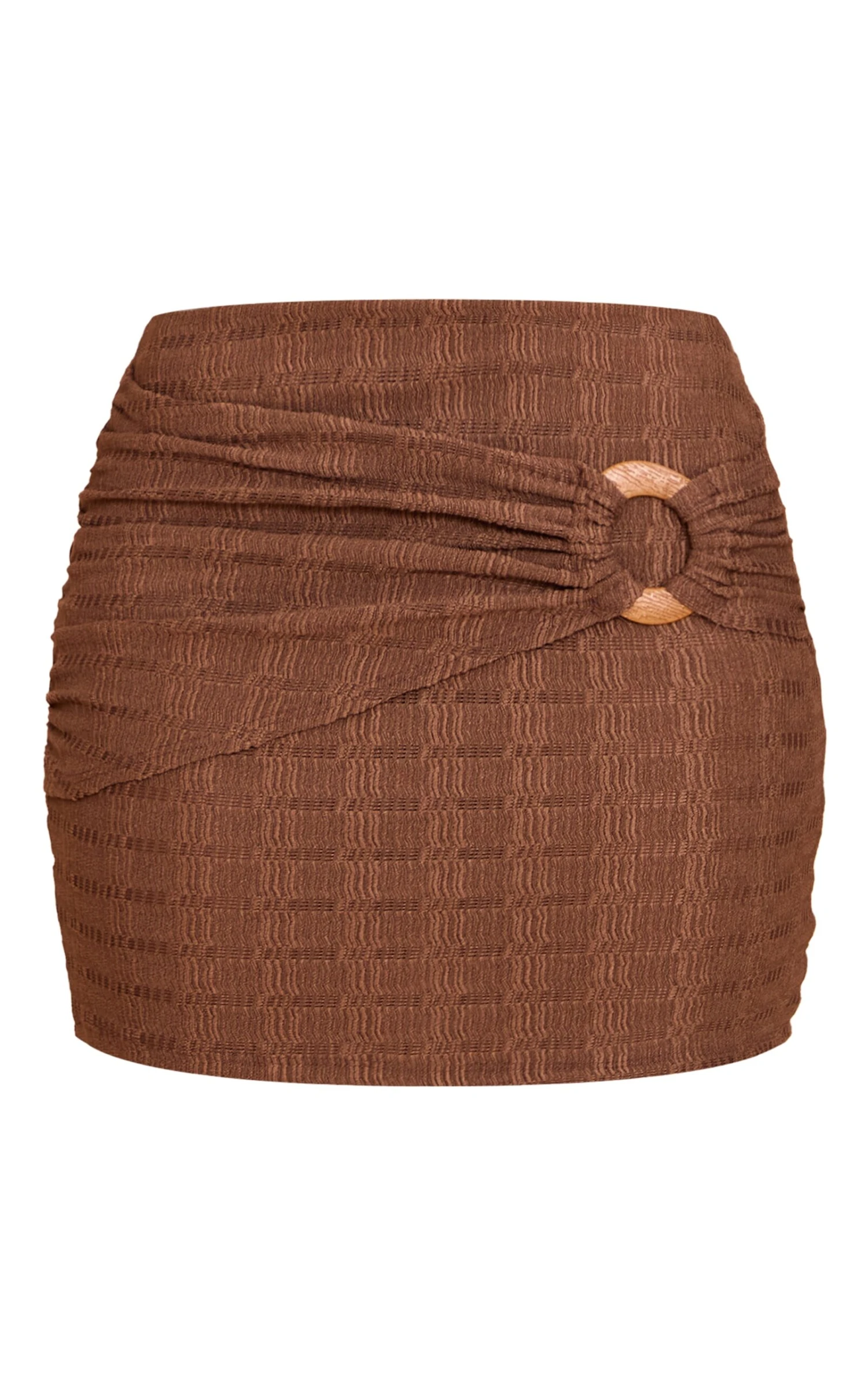 Prettylittlething Brown Textured Wooden Trim Mini Skirt 6 Prettylittlething Brown Textured Wooden Trim Mini Skirt - Image 6