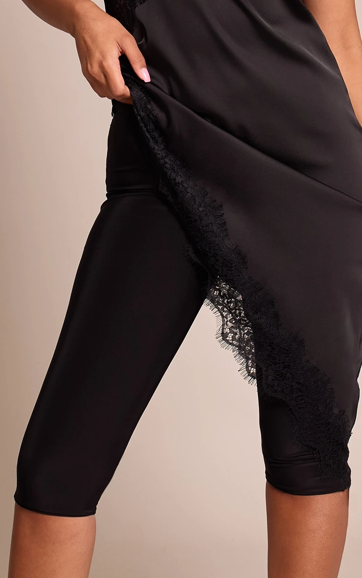 Prettylittlething Black Double Layer Slinky Capri's 4 Prettylittlething Black Double Layer Slinky Capri's - Image 4