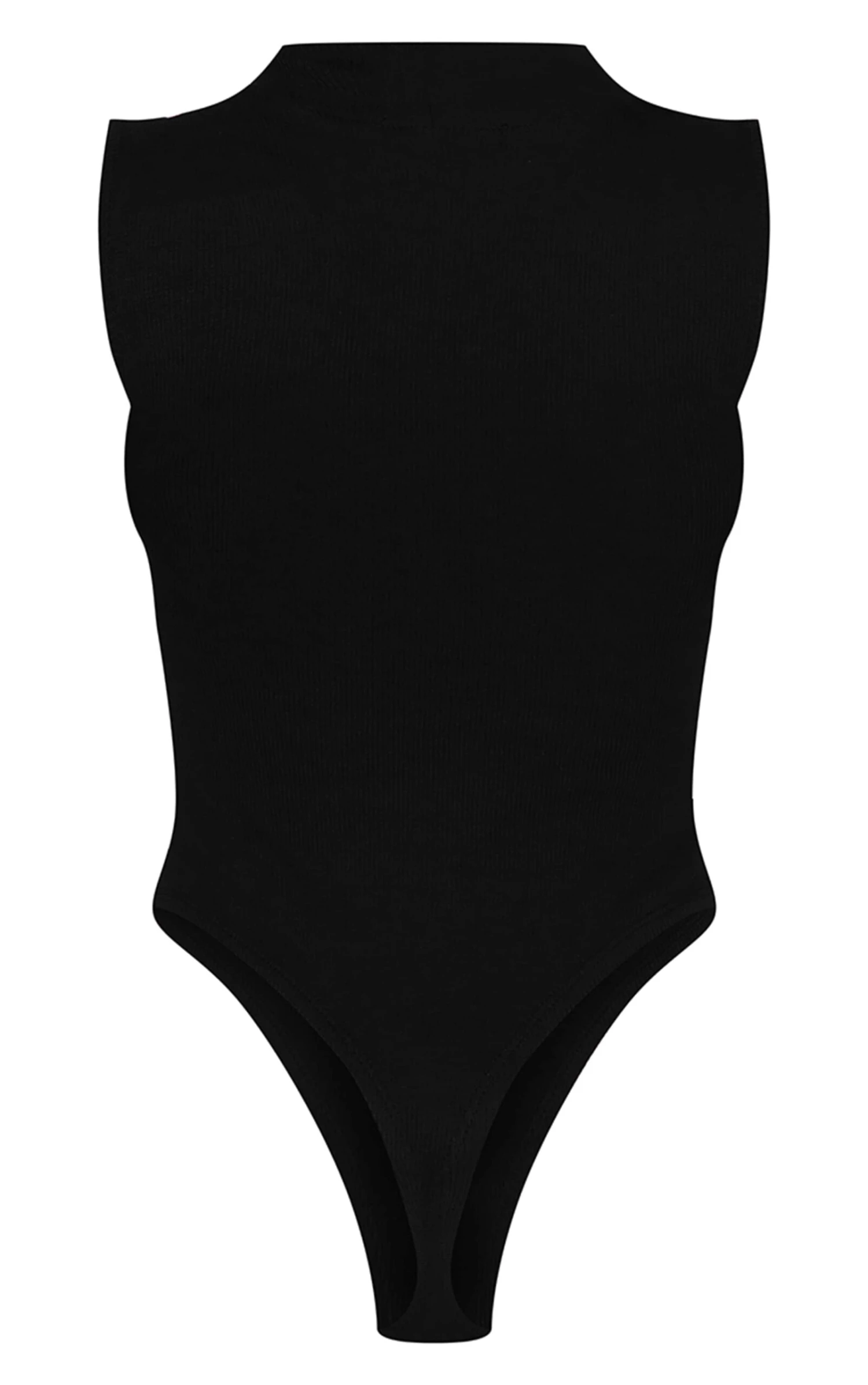 Prettylittlething Black Rib High Neck Sleeveless Bodysuit 6 Prettylittlething Black Rib High Neck Sleeveless Bodysuit - Image 6