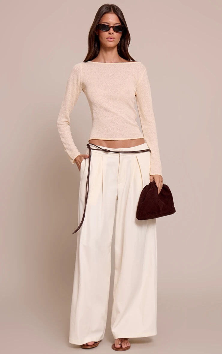 Prettylittlething Ecru Towelling Fine Knit Top 3 Prettylittlething Ecru Towelling Fine Knit Top - Image 3