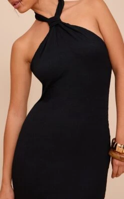 Prettylittlething Black Textured Halterneck Sleeveless Shift Dress -Pretty Little Thing Shop 80df28074b6769545de6fd5067c9f01f5d3bb078 CNN7332 4 black textured halterneck sleeveless shift dress