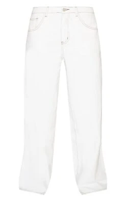 Prettylittlething White Contrast Stitch Low Rise Wide Leg Jeans -Pretty Little Thing Shop 81557de09d3542605a497cd7aaf9364b859de935 CNM0942 5 white low rise wide leg jeans