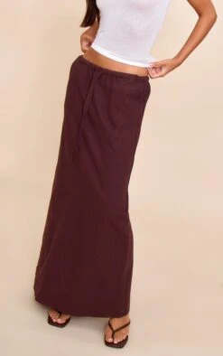 Prettylittlething Deep Chocolate Premium Linen Drawstring Maxi Skirt -Pretty Little Thing Shop 81b1d199210d0fa129834cc86e49bdaa5231ae13 CNM6661 2 deep chocolate premium linen drawstring maxi skirt