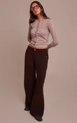 Chocolate Low Rise Wide Leg Jeans
