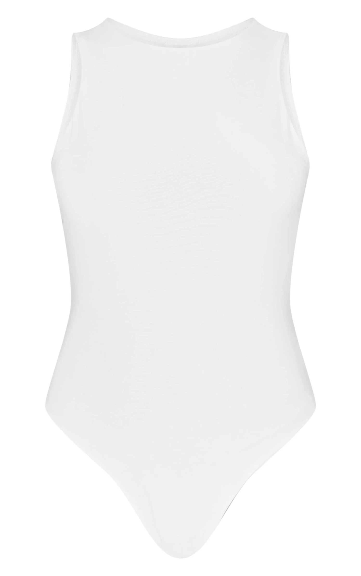 Prettylittlething White Basic Slinky Racer Bodysuit 5 Prettylittlething White Basic Slinky Racer Bodysuit - Image 5