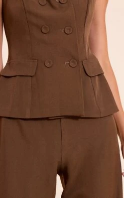 Chocolate Woven Button Detail Wide Leg Jumpsuit 8 Chocolate Woven Button Detail Wide Leg Jumpsuit -Pretty Little Thing Shop 8246e98cfb3ce5d0151c708484c510bdf9613130 CNO0486 4 chocolate woven button detail wide leg jumpsuit