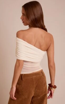 Prettylittlething Cream Mesh Panel Detail Asymmetric Long Top -Pretty Little Thing Shop 829a7be39318f2126ec30042c09070dac12784ff cno5881 2 cream mesh panel detail asymmetric long top