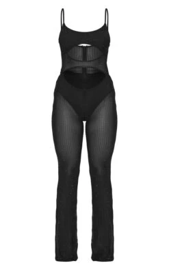 Prettylittlething Black Diamante Hot Fix Mesh Cut Out Strappy Jumpsuit -Pretty Little Thing Shop 82d06ce5d63cb45de9ef6fe70c888ff98948c934 cng6163 5