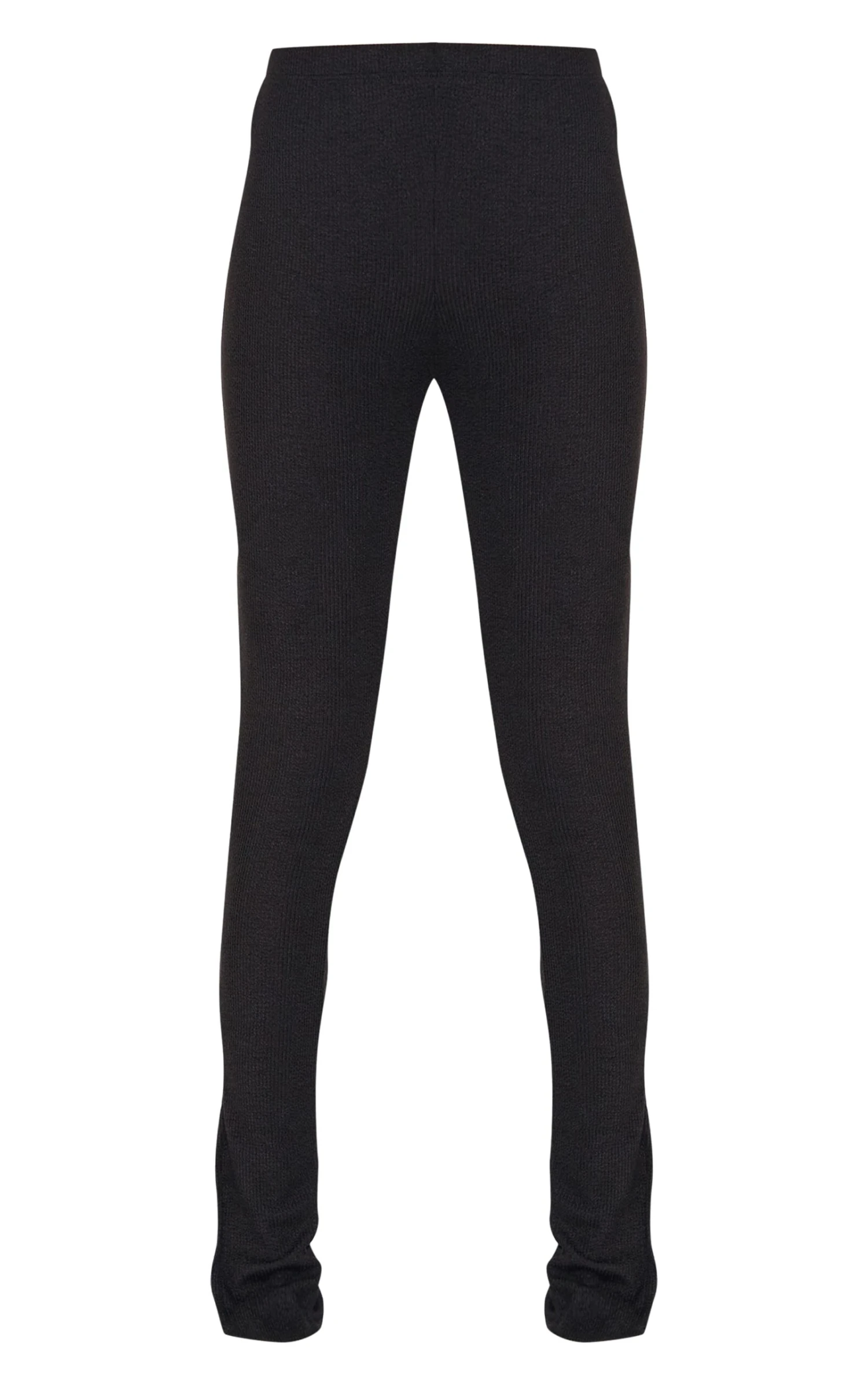 Prettylittlething Black Textured Ribbed Split Hem Leggings 5 Prettylittlething Black Textured Ribbed Split Hem Leggings - Image 5