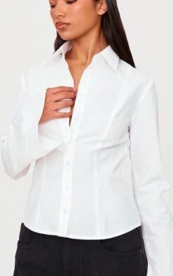 Prettylittlething White Seam Detail Fitted Shirt -Pretty Little Thing Shop 83374acc737cfd753df1c2246869f185890e95c1 cnl8112 4