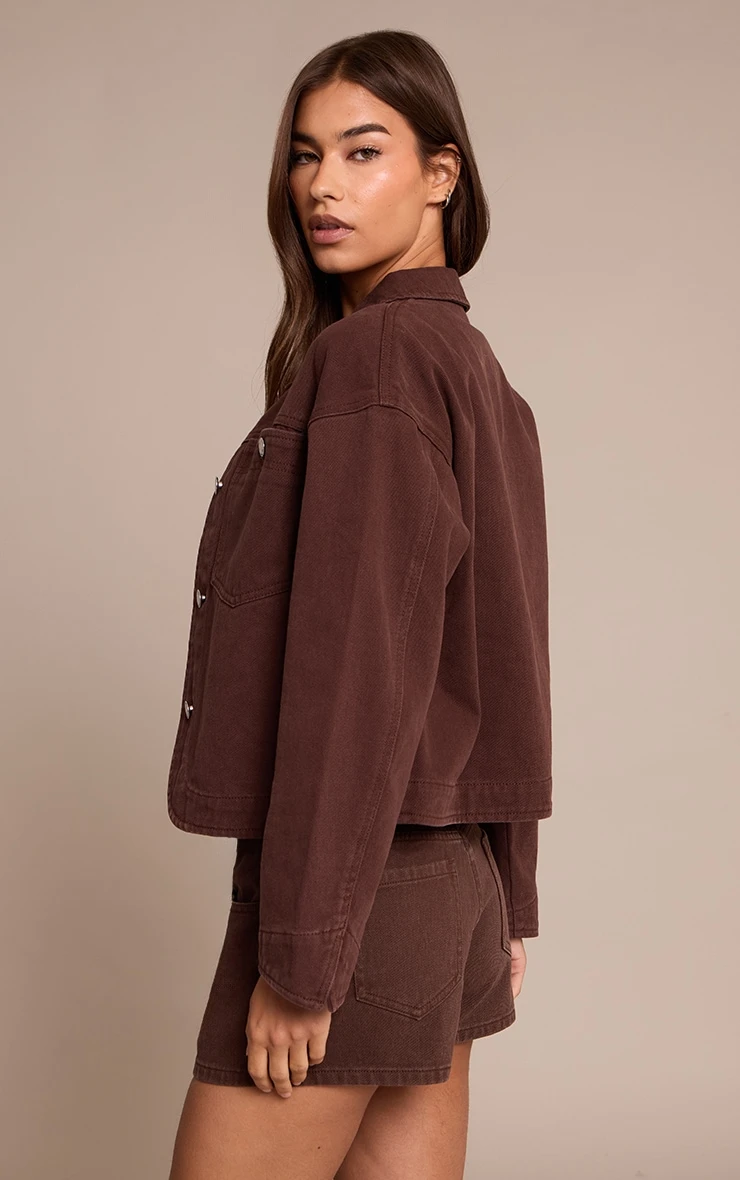 Prettylittlething Chocolate Curved Hem Denim Shorts 3 Prettylittlething Chocolate Curved Hem Denim Shorts - Image 3