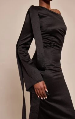 Prettylittlething Black Textured Woven Tie Shoulder Midaxi Dress -Pretty Little Thing Shop 8455908a4ec5b6751b3fe8e378d07114a6241a4f CNO3251 4 black textured woven tie shoulder midaxi dress