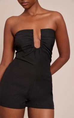 Prettylittlething Black Woven Bandeau Tailored Romper -Pretty Little Thing Shop 846eb2d1b08f886c8439e8515c44b784616d09c1 CNO3095 4 black woven bandeau tailored playsuit