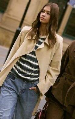 Prettylittlething Buttercream Faux Suede Belted Jacket