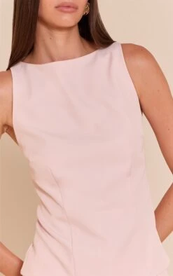 Prettylittlething Pale Pink Racer Neck Detail Top -Pretty Little Thing Shop 84b4370dd07d86d9e86950941af0f94cf5a759d1 CNN4434 4 pale pink racer neck detail top