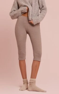 Prettylittlething Light Brown Thick Brushed Rib Capris