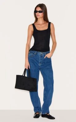 PRETTYLITTLETHING Dark Blue High Waist Mom Jeans