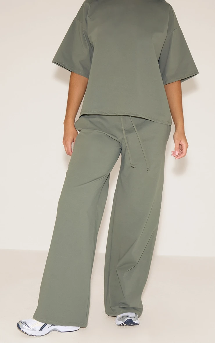 Prettylittlething Khaki Interlock Straight Leg Pants 2 Prettylittlething Khaki Interlock Straight Leg Pants - Image 2