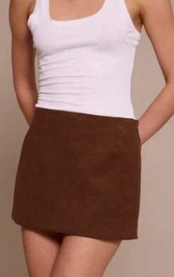 Prettylittlething Chocolate Faux Suede Croc Textured Mini Skirt -Pretty Little Thing Shop 85bfd6b4c3295ca35462f1ffac415734b6d65ba0 CNO6384 2 chocolate faux suede croc textured mini skirt