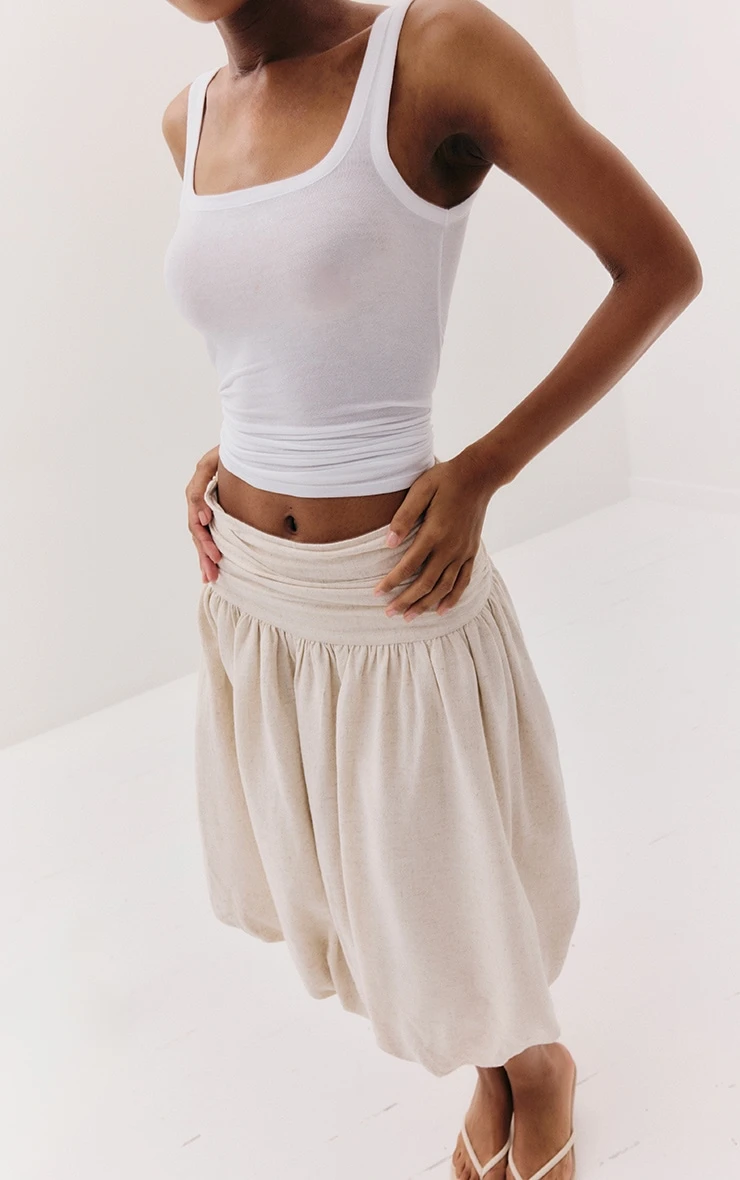 Prettylittlething Stone Cotton Volume Puffball Midi Skirt 2 Prettylittlething Stone Cotton Volume Puffball Midi Skirt - Image 2