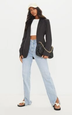 Prettylittlething Black Woven Cinched Curve Hem Blazer -Pretty Little Thing Shop 8689d2d7a41633b331b946321bf89aa308d33d08 CMR9969 3 black woven cinched curve hem blazer