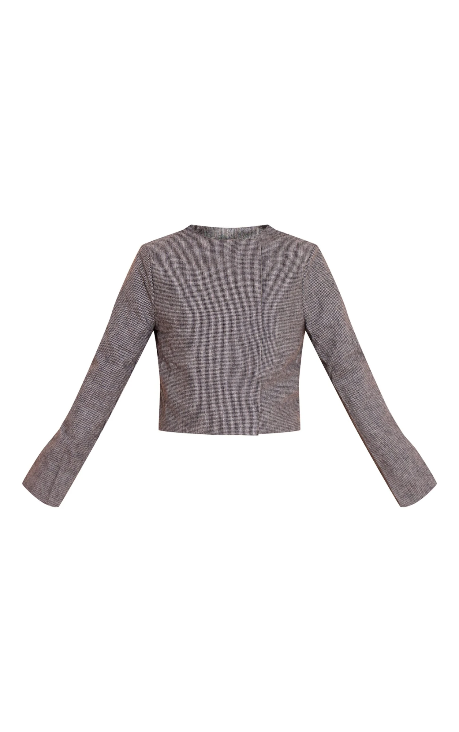 Grey Dogtooth Print Cropped Jacket 5 Grey Dogtooth Print Cropped Jacket - Image 5