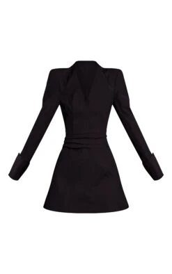 Prettylittlething Black Woven V Neck Blazer Dress -Pretty Little Thing Shop 86e88f47342c70d510ee44babca1776852eaea16 CNO3380 5 black woven v neck mini shift dress