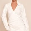 Prettylittlething White Wrap Detail Long Sleeve Shirt Dress -Pretty Little Thing Shop 87425cfd37a8dde9dcf737f6891d904728bcd550 CNN7309 1 white wrap detail long sleeve shirt dress