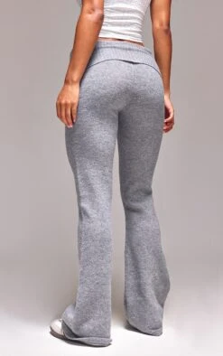 Prettylittlething Ash Grey Melange Soft Knit Foldover Waist Flared Pants -Pretty Little Thing Shop 8866c9d7307762c8e187b290e1cd530191e75b63 cnj1282 3