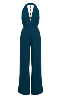 Prettylittlething Teal Chiffon Cowl Neck Bead Detail Jumpsuit -Pretty Little Thing Shop 88743a9d57ce146d27588fd4b63bc3be51f62382 CNM7308 5 teal chiffon cowl neck bead detail jumpsuit
