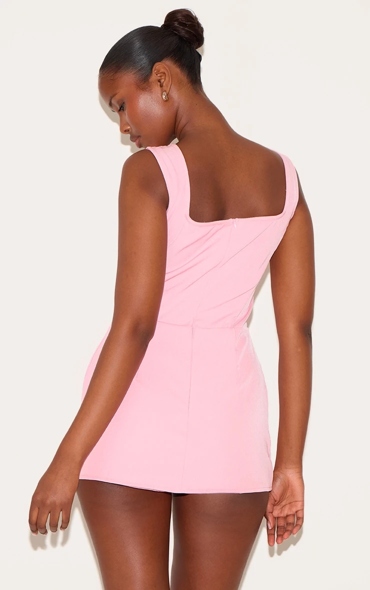 Prettylittlething Candy Pink Woven Pocket Detail Sleeveless Skort Romper - Image 2