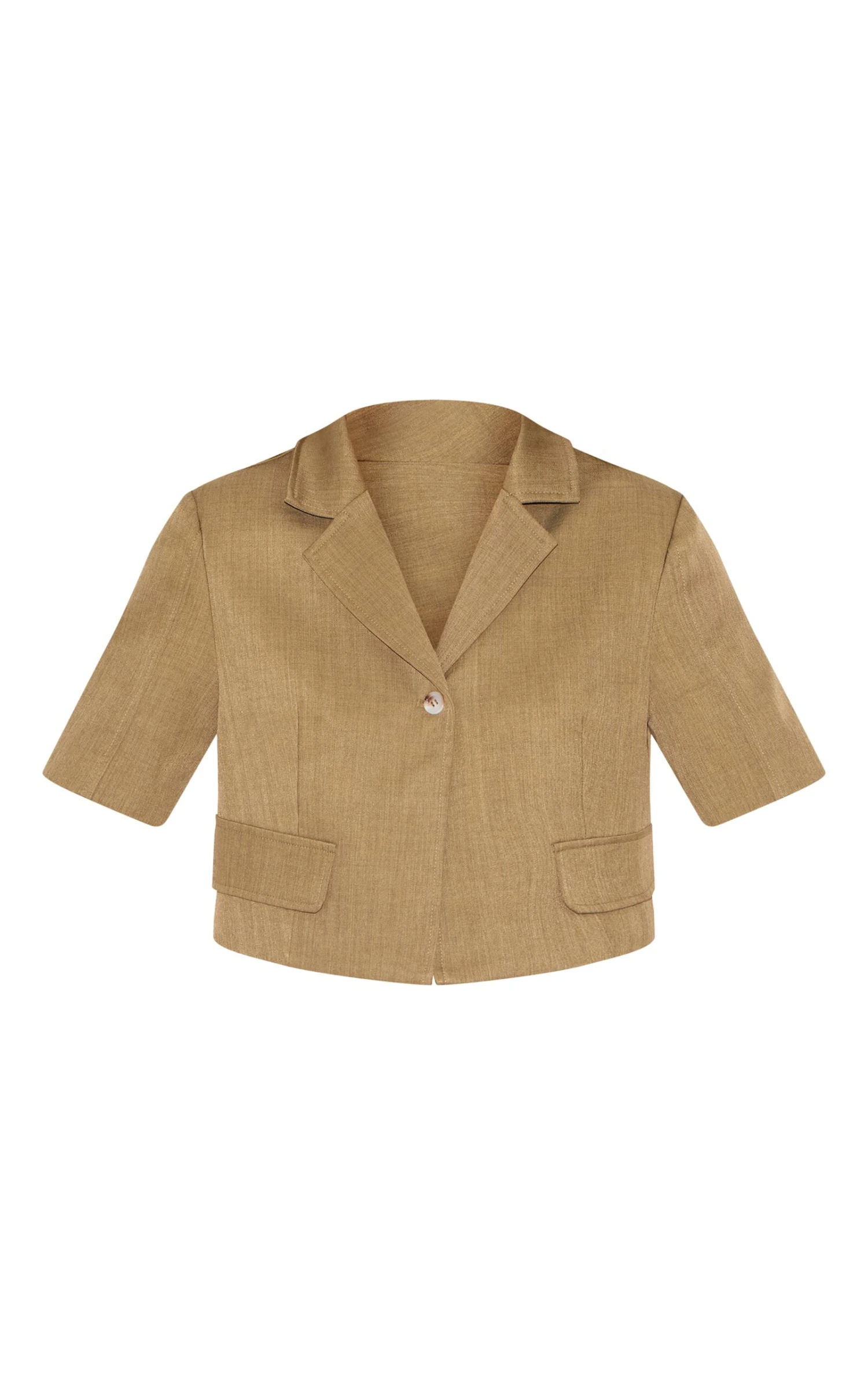 Prettylittlething Khaki Cropped Super Boxy Blazer 5 Prettylittlething Khaki Cropped Super Boxy Blazer - Image 5
