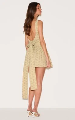 Prettylittlething Stone Bow Back Detail Skater Dress