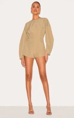 Prettylittlething Stone Tailored Woven High Neck Cocoon Sleeve Romper 7 Prettylittlething Stone Tailored Woven High Neck Cocoon Sleeve Romper -Pretty Little Thing Shop 8a73b135f3736b72a68322b88190bbb357efab6f cnl9270 3