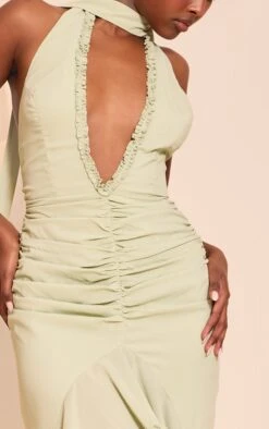 Sage Ruffle Detail Plunge Sleeveless Maxi Dress -Pretty Little Thing Shop 8aee1b5c5bcb3d5d2b3fab3e73f0e1d763586208 CNO1504 4 sage ruffle detail plunge sleeveless maxi dress