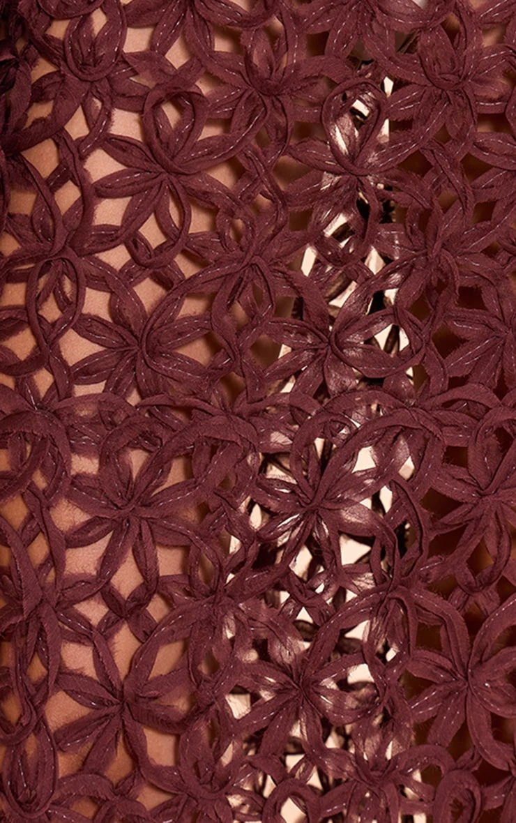 Dark Brown Textured Floral Maxi Skirt 4 Dark Brown Textured Floral Maxi Skirt - Image 4