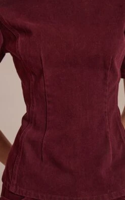 Prettylittlething Dark Burgundy Cinched Waist Peplum Denim Top -Pretty Little Thing Shop 8b29847819d099c0324316c48c51db632ddee4ec CNN2181 4 dark burgundy cinched waist peplum denim top