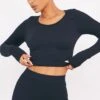 Prettylittlething Black Structured Snatched Ribbed Round Neck Long Sleeve Crop Top -Pretty Little Thing Shop 8b54a69139f3f352524e7487b1095f40b07ea079 cmv3165 1
