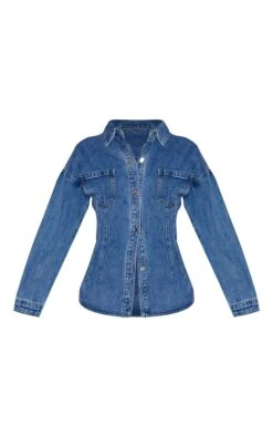 Prettylittlething Mid Blue Wash Seam Detail Cinch Waist Longline Shirt -Pretty Little Thing Shop 8b611e90f0510cc95edd3da606fa8bb086cd437d CNM9280 5 mid blue wash seam detail cinch waist longline shirt