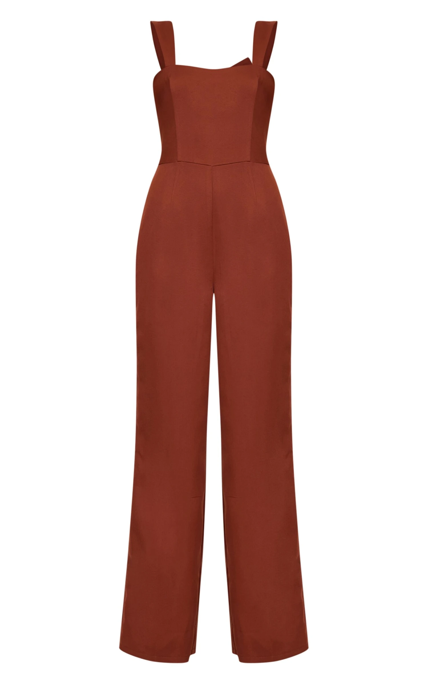 Prettylittlething Chocolate Woven Cut Out Bow Detail Jumpsuit 5 Prettylittlething Chocolate Woven Cut Out Bow Detail Jumpsuit - Image 5