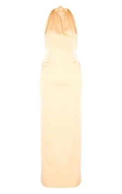 Prettylittlething Butter Yellow Satin Halter Flared Maxi Dress -Pretty Little Thing Shop 8bf1aa23dcdbc252524fba28a005f44b9088e6e3 CNM5955 5 butter yellow satin halter flared maxi dress
