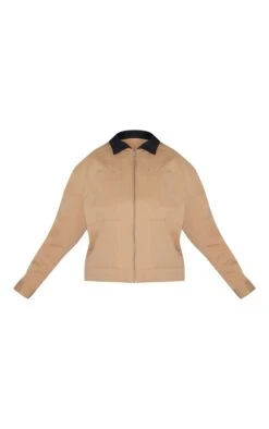 Prettylittlething Plus Beige Contrast Collar Pocket Detail Trucker Jacket -Pretty Little Thing Shop 8c54411e84d590e2966b4159b18e0c431f6cc810 cnl6373 5