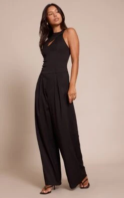 Prettylittlething Black Woven Key Hole Wide Leg Jumpsuit -Pretty Little Thing Shop 8caf89b38b17d758859fc0ec2218b8a41a9b6061 CNO3063 3 black woven key hole wide leg jumpsuit