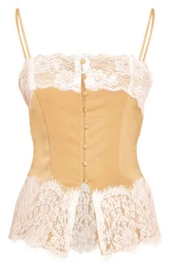 Olive Satin Button Up Lace Detail Cami -Pretty Little Thing Shop 8cbc7f3c7c7a1a69fa07f856adf88d8a3f579fd1 CNO1180 5 olive satin button up lace detail cami