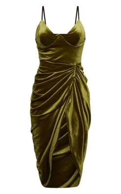 Prettylittlething Olive Velvet Underwired Strappy Draped Midi Dress -Pretty Little Thing Shop 8d737ac31c703a440bfaabdc1686aa38c28bc900 cnb3688 5