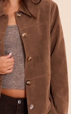 Prettylittlething Mocha Suede Button Detail Jacket -Pretty Little Thing Shop 8dbb350099bf5048e5e61eae57b480aad88cf1f0 CNN8372 4 mocha suede button detail jacket