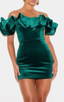 Prettylittlething Emerald Green Velvet Bardot Ruffle Bodycon Dress -Pretty Little Thing Shop 8dca37c11c1768792f9d552fb75de5f8bf945aad cnc2287 4